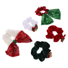 5er-Pack Weihnachts-Haargummis mit Glöckchen und Pailletten