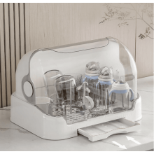 Baby Bottle Drying Rack with Lid & Removable Drain Tray – Space-Saving, Reusable Storage Box, Compatible with All Standard Bottles