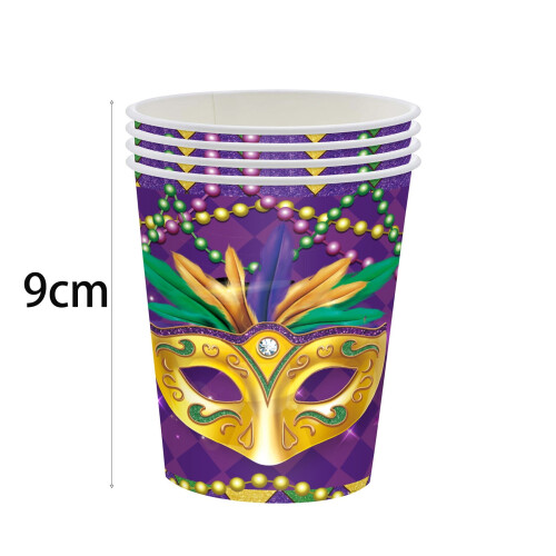 Mardi Gras engångspappersmuggar – 20-pack 2