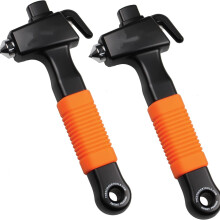 Super Duty Emergency Escape Tool: Window Breaker & Seat Belt Cutter (Razor compatible), 2 pcs Orange
