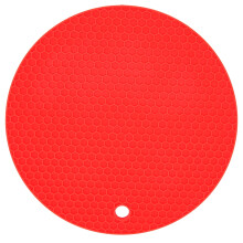 Tovaglietta rotonda rossa in silicone resistente al calore, 1 pezzo