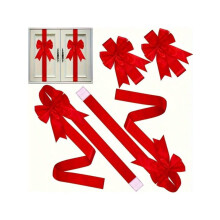 2-Piece Red Decoration Bow & Ribbon Set - No Assembly, Reusable for Seasonal Holidays (Christmas, New Year), Ideal for Door & Cabinet Decor