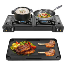 , Portable Butane, Propane Stove 2 Burner Propane Gas Stove, Double Auto Ignition Camping Burner LPG for RV, Apartments, Motorhome, Outdoor, Indoor