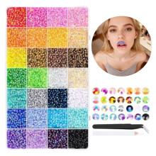 30000pcs 3mm Multicolor Flatback Resin Rhinestones Set w/ Tweezers & B7000 Glue – DIY, Nails, Shoes, Tumblers, Fabric