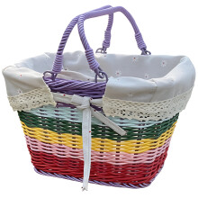 Plastic Front Bike Basket with Liner, 25x18x16cm, Detachable, Rainbow Color, Compatible with Most Bikes