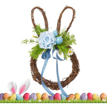 Guirlanda de Páscoa com Laço de Coelho para Decoração Externa de Primavera (1 peça)