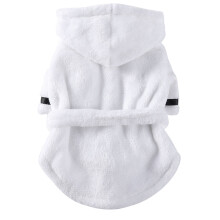Pet Bathrobe Hooded Quick-Dry Absorbent Towel White