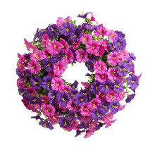 Violetti silkkikukkaseppele eukalyptuksella 20 tuumaa