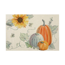 Placemats met pompoen- en esdoornbladmotief, vintage rustiek, 4 stuks