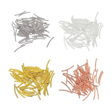 200pcs Copper Engraved Curved Noodle Tube Spacer Beads Jewelry Findings 25mm