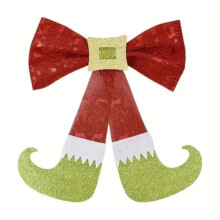 Nœud de Noël brillant rouge et vert, décoration festive