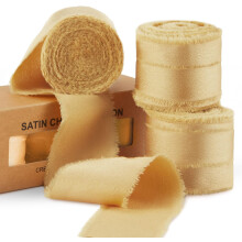 Gouden zijden satijnen lint voor het inpakken van cadeaus, knutselprojecten, bruilofts- en babyshowerdecoratie – 3,8 cm x 8,5 meter