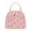 Isolierte Lunchtasche aus rosa Cord mit Erdbeermuster 1 2