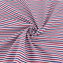 Tissu rayé en coton rouge/blanc/bleu de 145 cm x 91 cm (vendu au mètre) – Non élastique, idéal pour la couture, le patchwork, les nappes, les