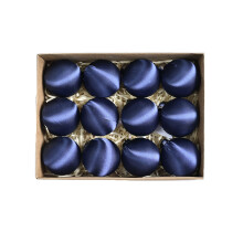 Palline di Natale in velluto lucido da appendere, decorazioni festive per l'albero di Natale, palla di Natale in raso blu navy