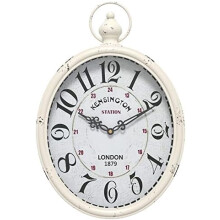 Oval Retro Wall Clock, Rustic Vintage White Antique Design, Silent Battery Operated – 15.5" x 10.5", for Kitchen/Farmhouse/Office