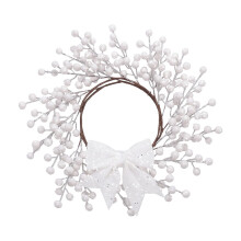 Couronne de Noël de 33 cm avec baies et nœud - Décoration suspendue rouge/argent/or/blanche pour porte, fenêtre, intérieur et extérieur