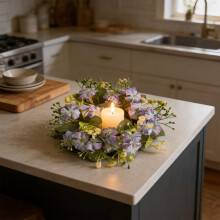 Blomsterlyskransringlys lilla 7,87 tommer