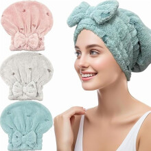 3er-Pack Mikrofaser-Haartücher für Damen – Schnelltrocknend, super saugfähig, mit Schleifendesign, weicher Haarturban für lockiges, langes,