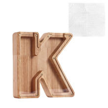 Tot 45% korting op een gepersonaliseerde houten spaarpot met naam, een houten stortingsbox met 26 Engelse letters.