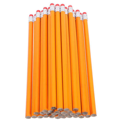 100Pcs Orange Wood Pencils with Eraser for Reliable Multi Function Writing and Drafting Use