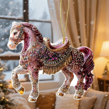 Acrylic Christmas Ornament Purple 2D Hanging Decor