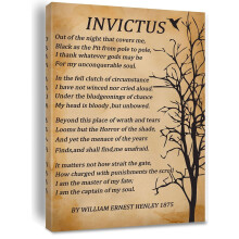 Invictus-tryck Canvastavla Inspirerande väggkonst Hemmakontor Studentrumsinredning Retro Motiverande Litteratur Poesi Canvastavla