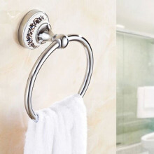 Porte-serviettes en acier inoxydable pour salle de bain avec motif en porcelaine bleue et blanche