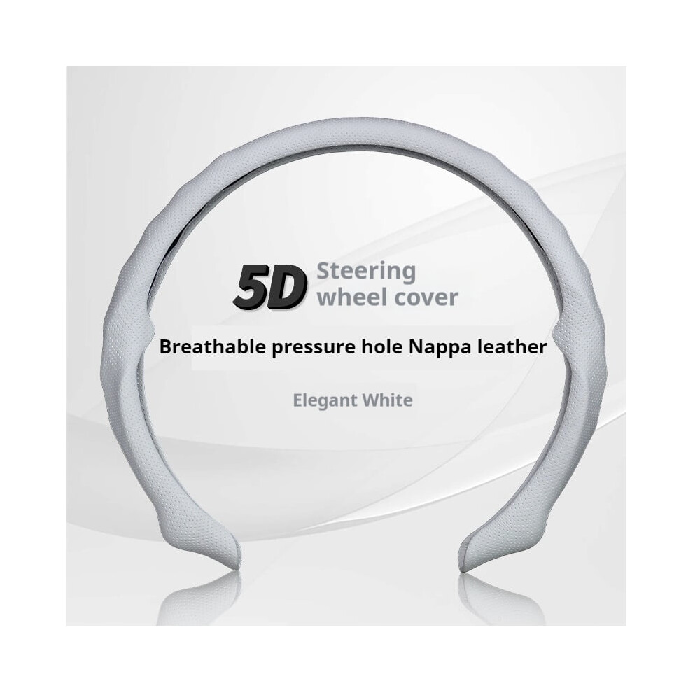 Nappa Leather Steering Wheel Cover Universal White 971050081946