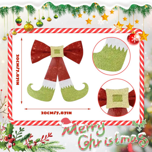 Nœud de Noël brillant rouge et vert, décoration festive 2