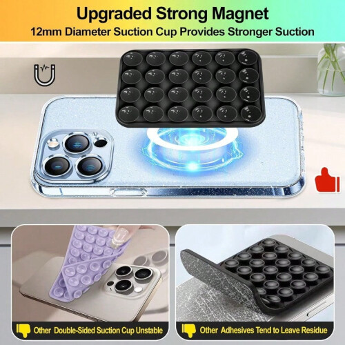 Supporto magnetico per telefono con ventosa – Compatibile con custodie MagSafe, iPhone e Android – per selfie, video e utilizzo a mani libere – 1