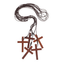 5Pcs Chocolate Wood Cross Necklace Hand Carved Christian Pendant Gift