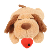 Khaki Plush Puppy Toy with Heartbeat - Anxiety Aid