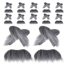24Sets Lightweight Grey Fake Beard Mustache and Eyebrow Decoration Set