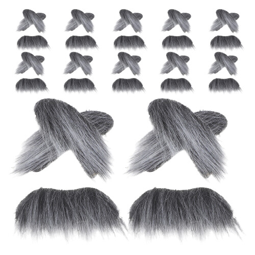 24Sets Lightweight Grey Fake Beard Mustache and Eyebrow Decoration Set