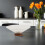 Modern Clear Glass Fruit Plate with Robust Wood Base for Serving 6