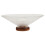 Modern Clear Glass Fruit Plate with Robust Wood Base for Serving 10