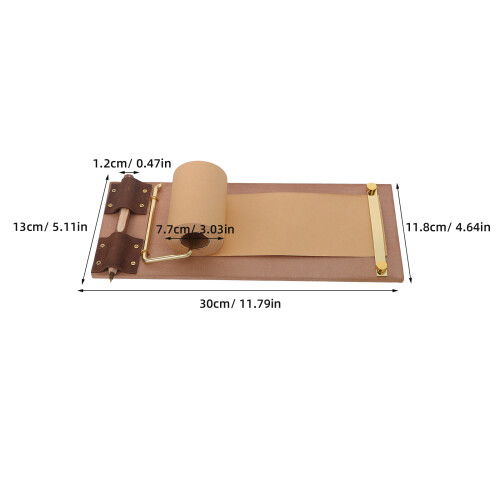 1Ensemble Porte- Notes Mural Bois Métal Cuir Avec Stylo Marron 2