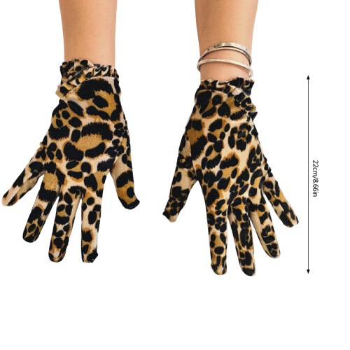 Leopardprintede polyesterhandsker – Unisex vintervarme 2