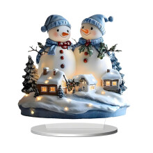 Support en acrylique pour Noël, Père Noël et bonhomme de neige, décoration de table, cadeau, design créatif E