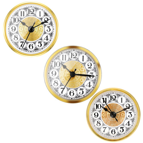 Round Clock Insert with Gold Trim, Roman Numerals, 70mm