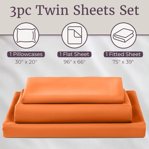 -1200 Ensemble de draps 3 pièces, lit simple, rouille 2
