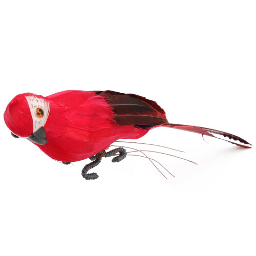 Papagaio artificial de espuma com penas, imitação de pássaro (vermelho rosado) 1