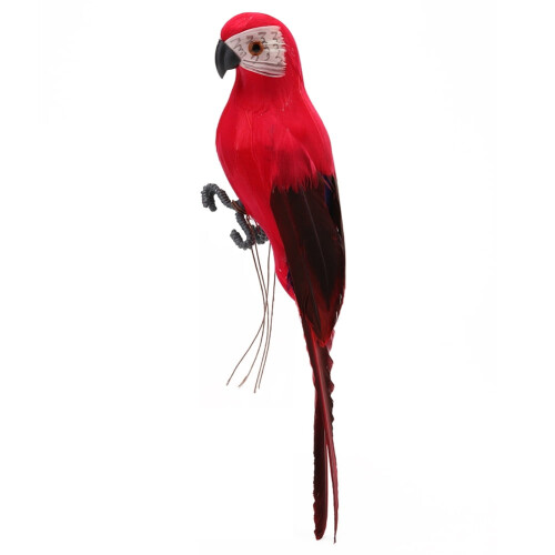 Papagaio artificial de espuma com penas, imitação de pássaro (vermelho rosado)