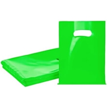 Sacolas de presente pequenas, verdes, pacote com 100 unidades, 15 x 20 cm, com alça, ideais para lembrancinhas de festa, festas infantis, Natal e