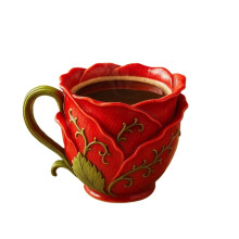 Tea Cup Handicraft Rose Flower Shaped Coffee Cup Teacup for Women Valentine's Day, Rose Coffee Mug