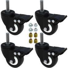 Ruote piroettanti da 2", ruote piroettanti con stelo filettato per carichi pesanti, bulloni a vite M10x25mm, ruote girevoli in PU con freno,