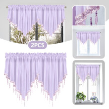 Cantonnière, cantonnière transparente, cantonnière à pompons, voilage, rideau décoratif, pour salon, chambre