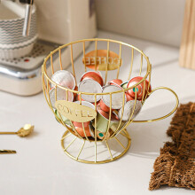 Panier de rangement en métal en forme de tasse à café | Compatible avec les dosettes de café, les sachets de thé et les en-cas | Fer doré | 19