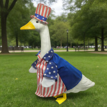 Roupa fofa no estilo do Dia da Independência para ganso de cimento de 23 polegadas – Decoração para jardim, quintal e varanda (C)